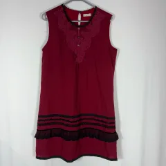 アクシーズファム ブラックレース ノースリーブ レッド ONE PIECE