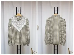 ハイクオリティ しっかり素材 CHECK 刺繍シャツ 新品 (66半まで/質良し)