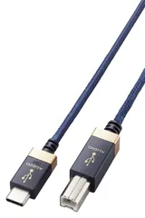 エレコム USB ケーブル オーディオ用 変換 [ タイプC & タイプB ] USB2.0 USB-C 音楽伝送 OTG ハイレゾ音声 ナイロンメッシュ 1m ネイビー 【 DAC アンプ オーディオインターフェイスなどに対応 】 【iPhone  ...