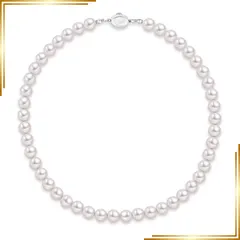 【新品】 [KRKC] パールネックレス 冠婚葬祭 8.0mm レディースネックレス 大粒グランプレミアムパール 結婚式用 真珠カジュアル パール 誕生日ギフト 入学卒業式ギフト 母の日プレゼント ボックス付き 長さ41cm/46cm ホワイト/ブラック 1