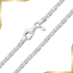 【新品】 [Amberta] イタリア製 925 スターリングシルバー ダイヤモンドチェーン レディース - 1.7mm スノー/ロック シルバーチェーンネックレス: 60cm ロングチェーンネックレス レディース 1のサムネイル