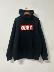 OBEY ボックス ロゴ ブラック フーディー Lのサムネイル