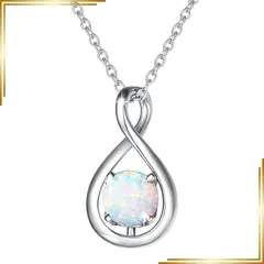 【新品】 [AGVANA] オパール ネックレス レディース 10月 誕生石 しずくモチーフ プラチナメッキ シルバー925 クリスマス ホワイトデー 誕生日 母の日 プレゼント 綺麗なBOX付き(10月オパール) 1