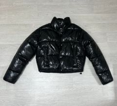 美品 ZARA ザラ ショートダウン ボア付き ネイビー S スタンドカラー 