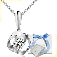 【新品】 [EVER FLAWLESS] 【日本製】 ネックレス レディース シルバー スワロフスキージルコニア採用 母の日 彼女 妻 記念日プレゼント シンプル アズキチェーン 45cm 金属アレルギー対応 妻 誕生日 彼女 プレゼント ネックレス 大学 0
