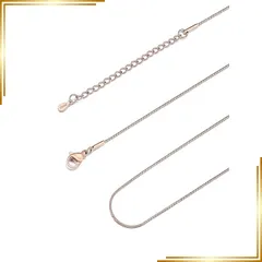 【新品】 [FOCALOOK] ネックレス チェーンのみ レディース サージカルステンレス 金属アレルギー対応 指輪用ネックレスチェーン スネーク つけっぱなし 極細 ピンクゴールド 1mm 0