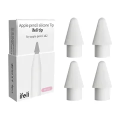 ifeli Apple Pencil 交換用ペン先 一体型 シリコンカバー付き チップ 高摩擦 4個入り（ホワイト） iPadペンシル 第1/2世代用 アップルペンシル 替え芯 高い感度 予備4個セット IFT03NW【国内正規品】