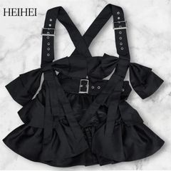 HEIHEI リボンハーネス BLACK 黒 ヘイヘイ サスペンダー ベルト HEIHEI ヘイヘイ リボンハーネス ribbon vest フリル サスペンダー