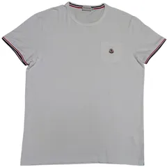 【美品】モンクレール　マグリア　Tシャツ　半袖　ホワイト　トリコロール　胸ポケ　ワッペン　LLサイズ QRコード