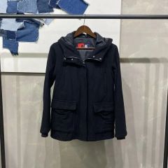 GU ブラック フード付き ロング中綿ジャケット S 防寒 暖かい【2488 