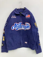 XLARGE エクストララージ ブルゾン L ブルー コットン ブランドロゴ 刺繍 ミドル丈 フードなし ジップアップ