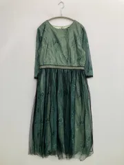 POUR VOUS ドレス XL グリーン 花柄・ボタニカル柄 レース 半端袖 ロング・マキシ丈 フレア