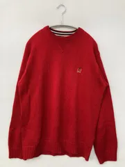 TOMMY HILFIGER トミーヒルフィガー ニット/セーター S レッド 無地 ワンポイント ブランドロゴ ミドル丈 長袖 クルーネック(丸首)