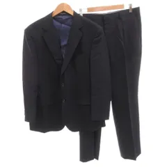 洋服の青山 シングルスーツ セットアップ ジャケット パンツ ストライプ BE4 紺 ネイビー /FF ■GY05