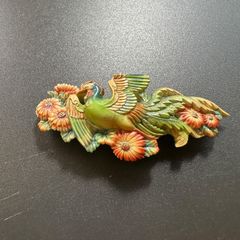 アンティーク 帯留 彫漆 漆塗り 蝶 帯留め 在銘 蒔絵 P8 着物 帯飾り 