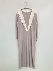 MISCH MASCH ミッシュマッシュ ワンピース M パープル ナイロン ニット 無地 長袖 ロング・マキシ丈 タイト