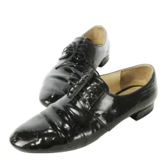 プラダ PRADA シューズ パテント エナメル レザー 革 レースアップ 35.5 22.5cm 黒 ブラック /CK4 ■GY99