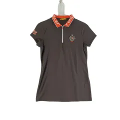 J9271 ルイカステル レディース90 ブラウン ハーフジップ カラーTシャツ