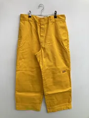 Dickies ディッキーズ チノパンツ 32 イエロー クロップド・半端丈 コットン 無地 ワンポイント ブランドロゴ ワイド・ルーズ ストレート レギュラー