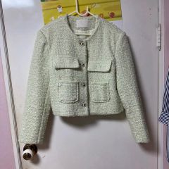 【美品】ANAYI ツイードジャケット 38　ライトグリーン系スパンコール入り 美品】ANAYI ツイードジャケット 38 ライトグリーン系スパンコール入り