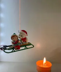 1990s/可愛い子供とクマのクリスマスヴィンテージオーナメント(ボックス商品)