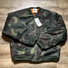 新品XXL) NIKE ウーブン MA-1 フライト ブルゾン MA-1 ジャケット オリーブ カモフラ