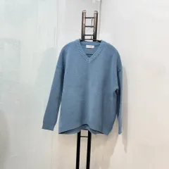 Vネック ブルー オーバーサイズ ニット 基本 ニット 3901