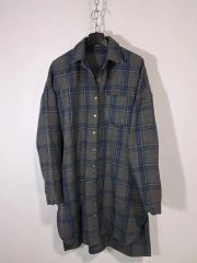 70s レナウン ヴィンテージ 総柄 ロングシャツ ワンピース 昭和レトロ 