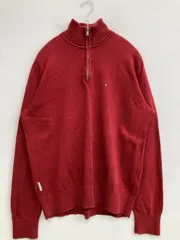 TOMMY HILFIGER トミーヒルフィガー ニット/セーター S/P レッド 無地 ワンポイント ミドル丈 長袖 タートルネック/ハイネック