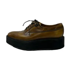 PRADA(プラダ) ローファー 37 レディース - ブラウン×黒 厚底/レースアップ レザー