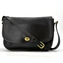 COACH　Turnlock Half Moon Shoulder Bag Glove Tanned Leather Vintage Old Coach Black Crossbody