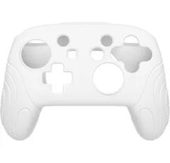 ★PlayVital Switch Proコントローラーに対応用人間工学に基づいた滑り止めシリコンカバーケース、スイッチプロコン用ソフトラバープロテクタースキン、サムグリップキャップ付き【サムライエディション-ホワイト】