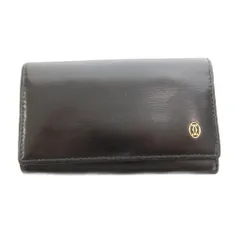 カルティエ Cartier キーケース レザー ロゴ 6連 ゴールドカラー 黒 ブラック /FF ■GY11