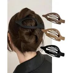 【新品】 【3個セット】 GXFDCAT フラットクリップ，ヒル口ヘアアクセサリー リボン バンスクリップ ヘアピン ヘアクリップ しっかりとまる 軽い 毛量多い ア強力 髪留め クリップ 髪飾り 韓国風 おしゃれ 大人 可愛い エレガント (ブラック＆コ 0