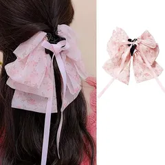 【新品】 HAPVITAL フリル リボン バンスクリップ 大きめ 髪飾り可愛い ヘアクリップ 大人っぽい ヘアアクセサリー セット ヘアクリップ 髪留め ヘアアクセサリー クリップ バナナクリップ レディース用 おしゃれ 韓国風 オフィス 贈り物 (ピン