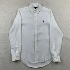ポロ ラルフローレン ポニーロゴ 白 リネン シャツ