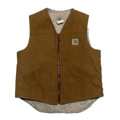 Carhartt (星タグ)ダック地 ボアベスト ベージュ 古着 アメカジ - メルカリ
