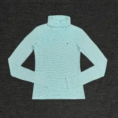 M LACOSTE ラコステ タートルネック ロングスリーブ ストライプ Tシャツ