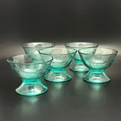 ◼︎未使用保管品◼︎【PERSON'S】パーソンズ　エンジェルハート柄　デザートグラス　エメラルドグリーン　5客セットのサムネイル
