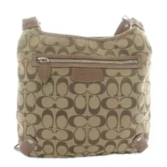 コーチ COACH ショルダーバッグ キャンバス レザー シグネチャー 総柄 ロゴ ベージュ 茶色 ブラウン F14689 /XZ ■GY18