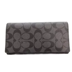 コーチ COACH 二つ折り財布 ウォレット 小銭入れあり PVC レザー シグネチャー 黒 ブラック /FF ■GY18