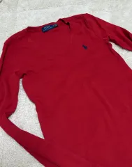 ポロラルフローレン Vネック 長袖 コットンTシャツ XS