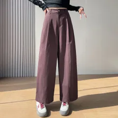 ☆ ワインレッド ☆ Lサイズ ☆ パンツ レディース カジュアル ゆったり ロングパンツ レディース ワイド ストレート パンツ ワイドパンツ カジュアルパンツ バルーンパンツ 九分丈パンツ 長ズボン ズボン ロング丈 レディースパンツ ボトムス