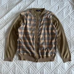 Burberry's バーバリーズ 金釦 ノバチェック カシミヤ混カーディガン