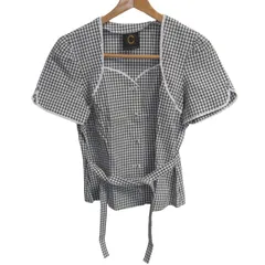 クレイサス ブラウス シャツ トップス 半袖 チェック柄 レディース ﾌﾘｰサイズ 黒×白 CLATHAS 【中古】のサムネイル