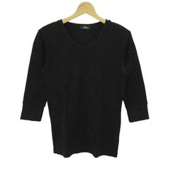 セオリー カットソー 半袖 Uネック ストレッチ ワンカラー P 黒 ブラック 中古・古着通販】theory (セオリー) 半袖ニットカットソー ブラック