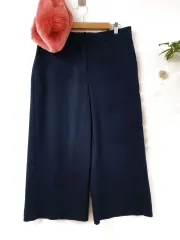ザラ ワイドパンツ 9分丈 30インチ 77 ネイビー L