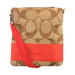 コーチ COACH 10129 ショルダーバッグ キャンバス シグネチャー柄 ベージュ オレンジ /JS ■GY18