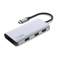 Belkin USB-Cハブ 5-in-1 Youtube編集に 4K@30Hz HDMI出力 動画編集 クリエイター向け Type-Cアダプター USB-A3.0 x 2 SD/microSD対応 iPad/iPad Pro/iPad mini/i ...