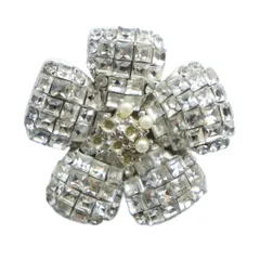 FOXEY BROOCH FLEUR ピンブローチ アクセサリー フェイクパール 花 ラインストーン シルバー色 ■GY19 /MQ